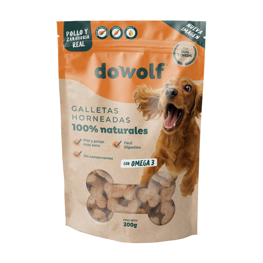 Caja x24 Galletas 200gr Pollo Zanahoria OMEGA 3